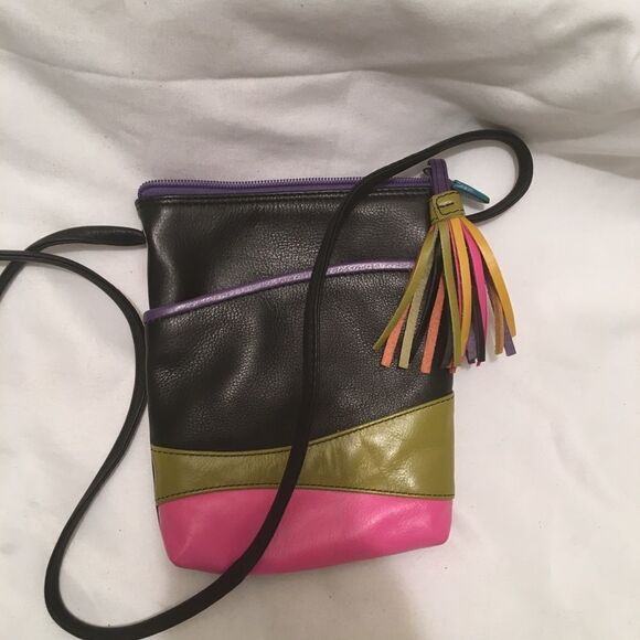 lli New York Multicolor Tassel Leather Crossbody - Picture 1 of 7
